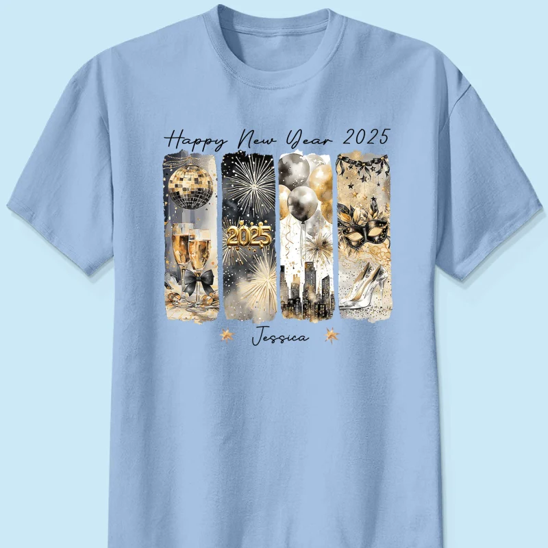 Retro New Year 2025 Disco Ball Gold Glitter Personalized Shirt, Brushstroke New Year New Me, New Year Gift For Yourself - Image 11