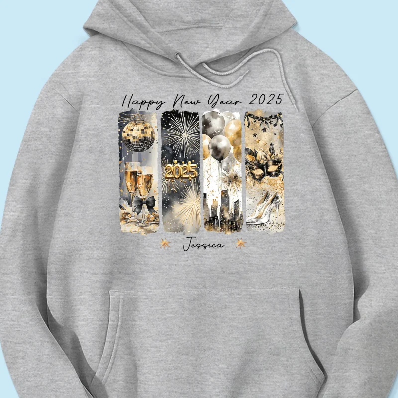 Retro New Year 2025 Disco Ball Gold Glitter Personalized Shirt, Brushstroke New Year New Me, New Year Gift For Yourself - Image 17
