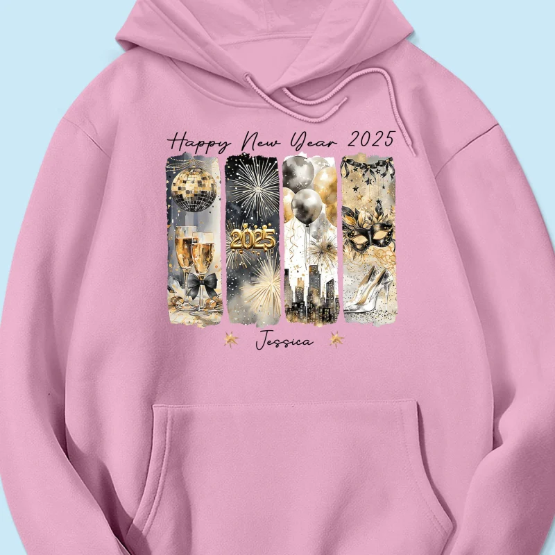 Retro New Year 2025 Disco Ball Gold Glitter Personalized Shirt, Brushstroke New Year New Me, New Year Gift For Yourself - Image 18