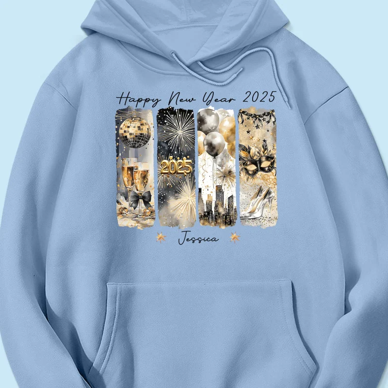 Retro New Year 2025 Disco Ball Gold Glitter Personalized Shirt, Brushstroke New Year New Me, New Year Gift For Yourself - Image 19