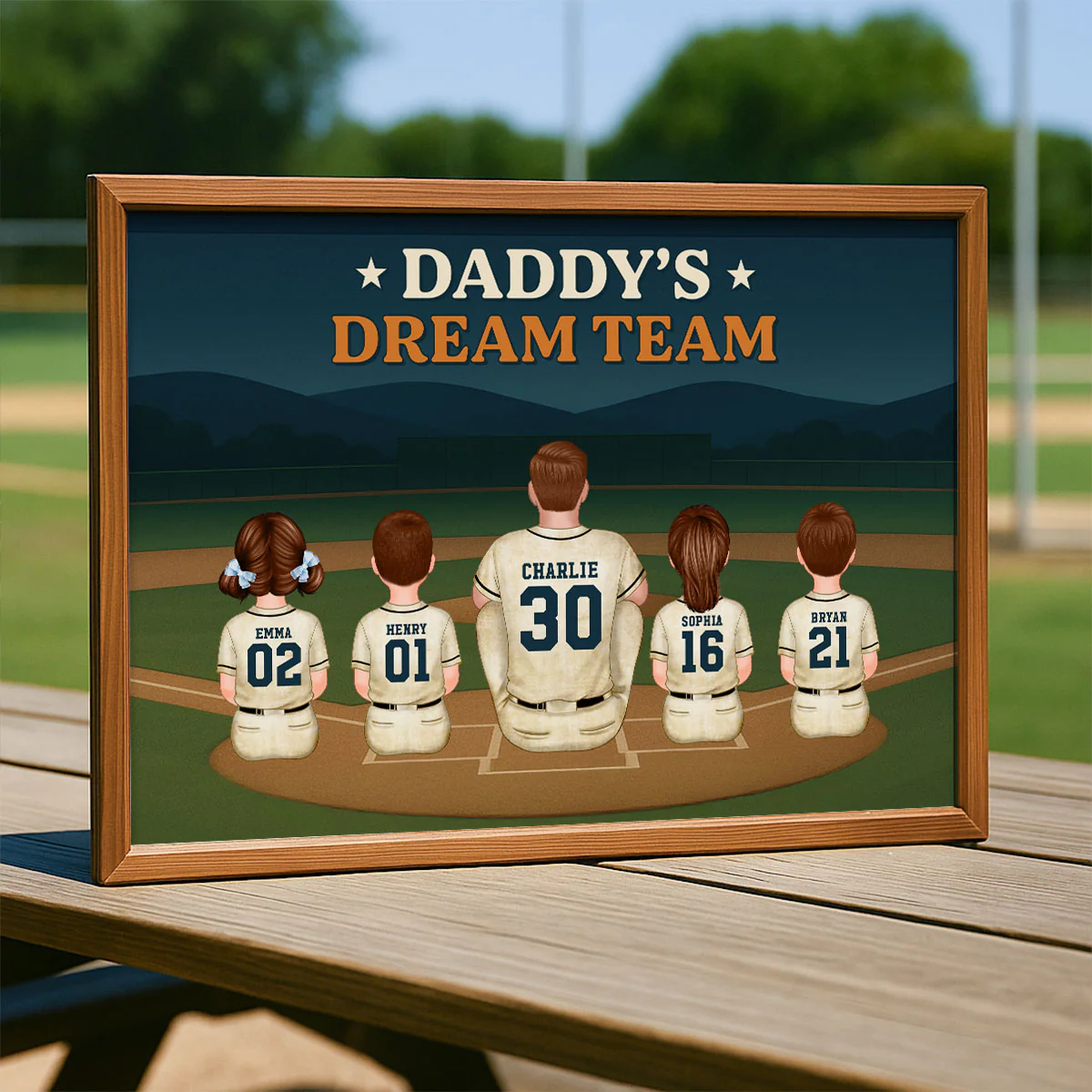 Retro Night Baseball Daddy's Dream Team Personalized Poster, Gift For Dad - Image 5