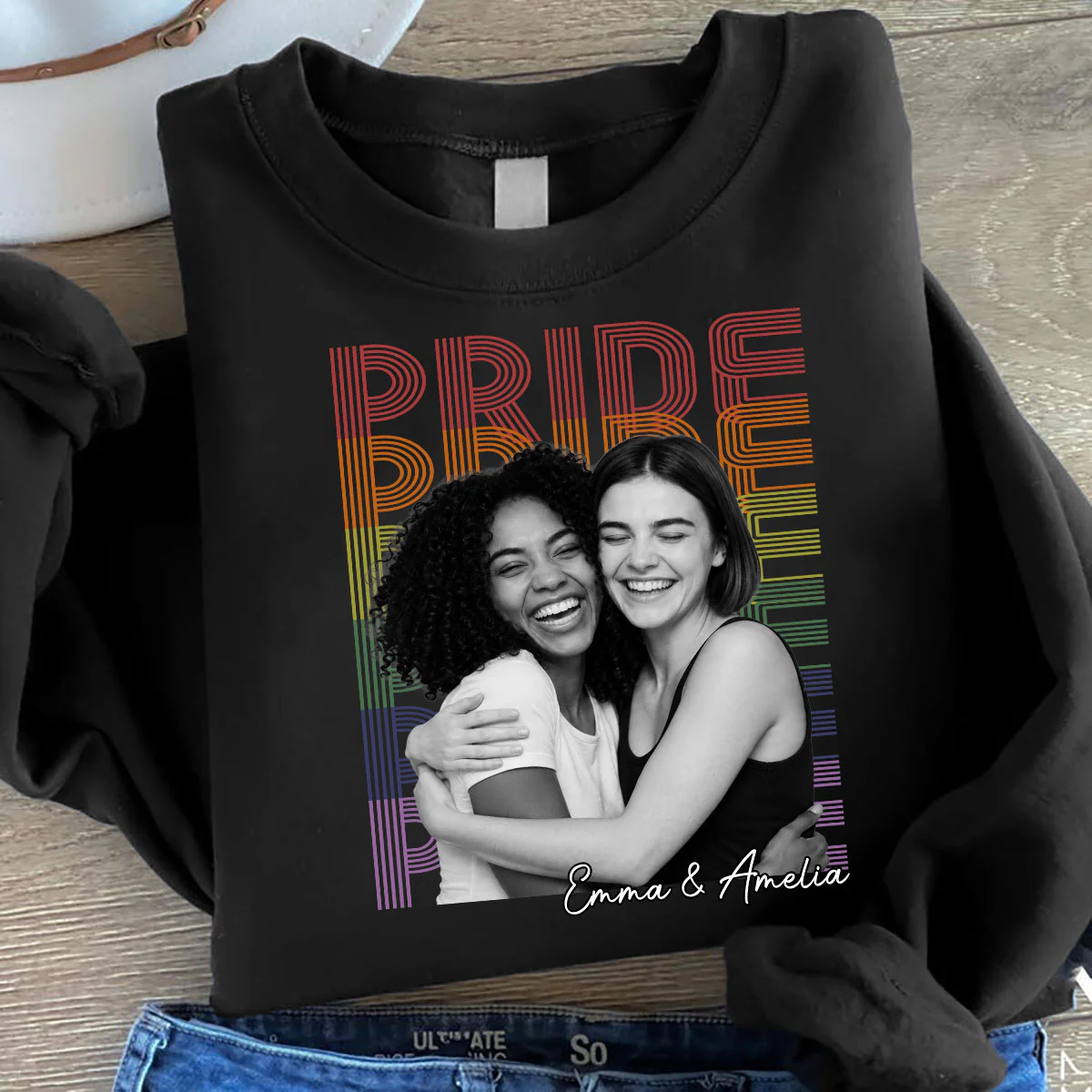 Retro Pride Bootleg Style LGBT+ Couple - Personalized Shirt - Gift For Couple, Happy Pride Month - Image 3