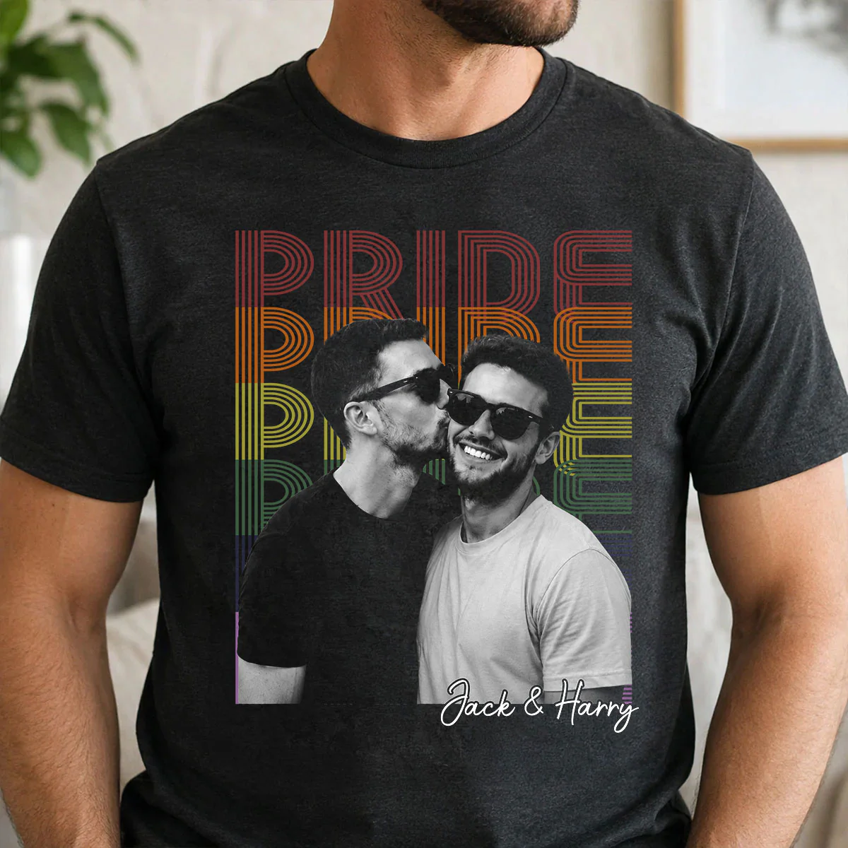 Retro Pride Bootleg Style LGBT+ Couple - Personalized Shirt - Gift For Couple, Happy Pride Month - Image 4