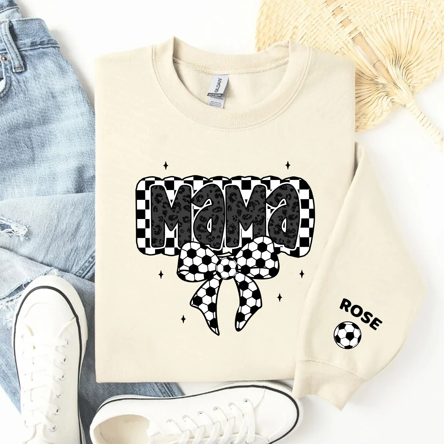 Retro Soccer Coquette Mama Personalized Sweatshirt, Perfect 2025 Gift For Soccer Lover, For Soccer Mom, For Soccer Wife - Image 2