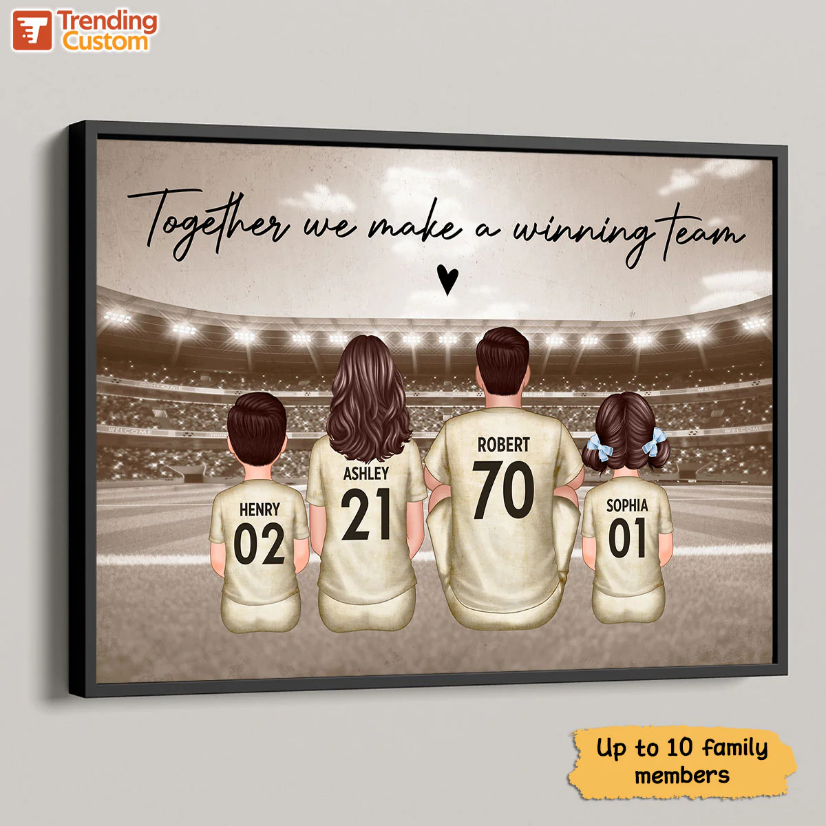 Retro Soccer Family Sitting Personalized Poster Custom Gift for Dad Husband and Home Decor - Image 2