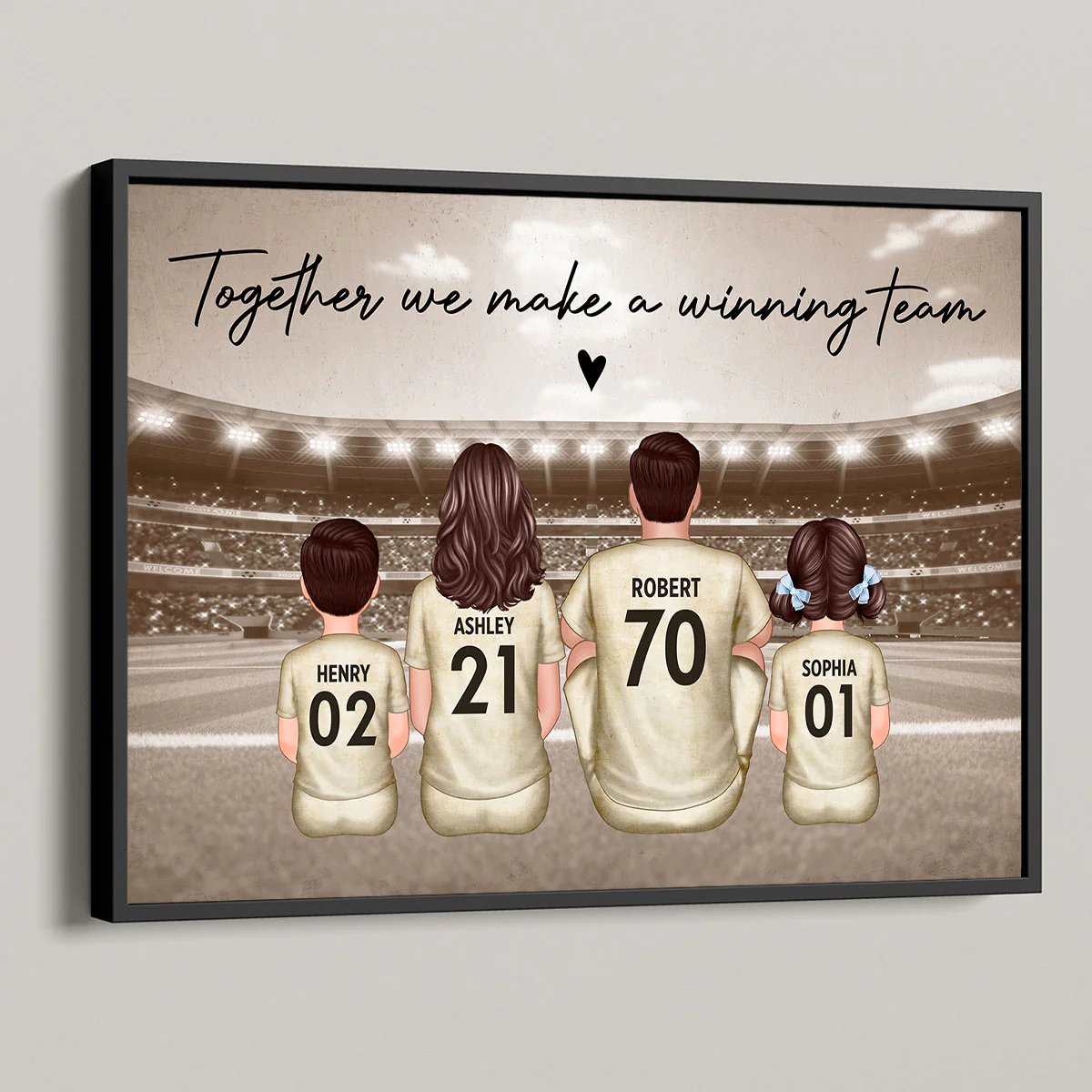 Retro Soccer Family Sitting Personalized Poster Custom Gift for Dad Husband and Home Decor - Image 3