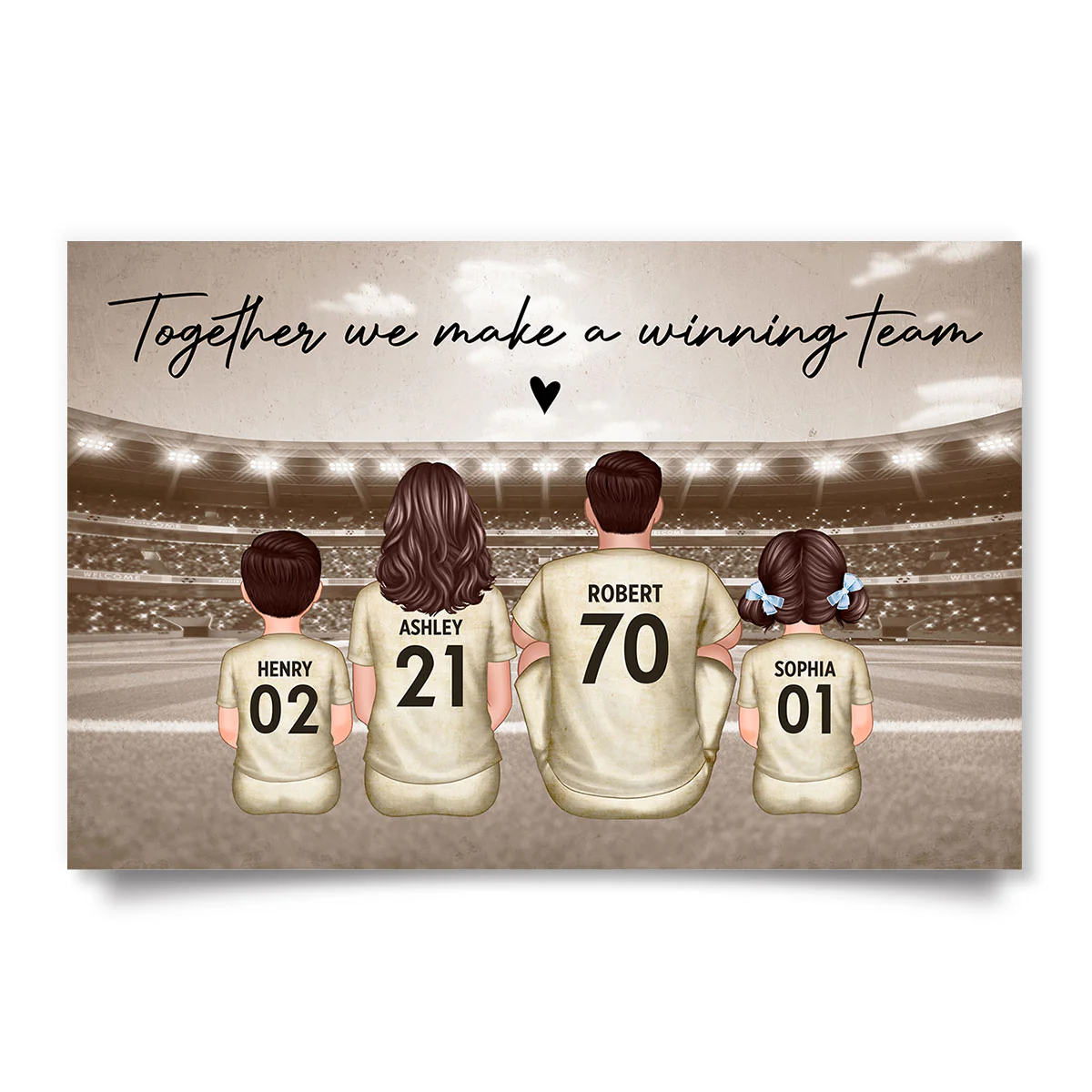 Retro Soccer Family Sitting Personalized Poster Custom Gift for Dad Husband and Home Decor - Image 4