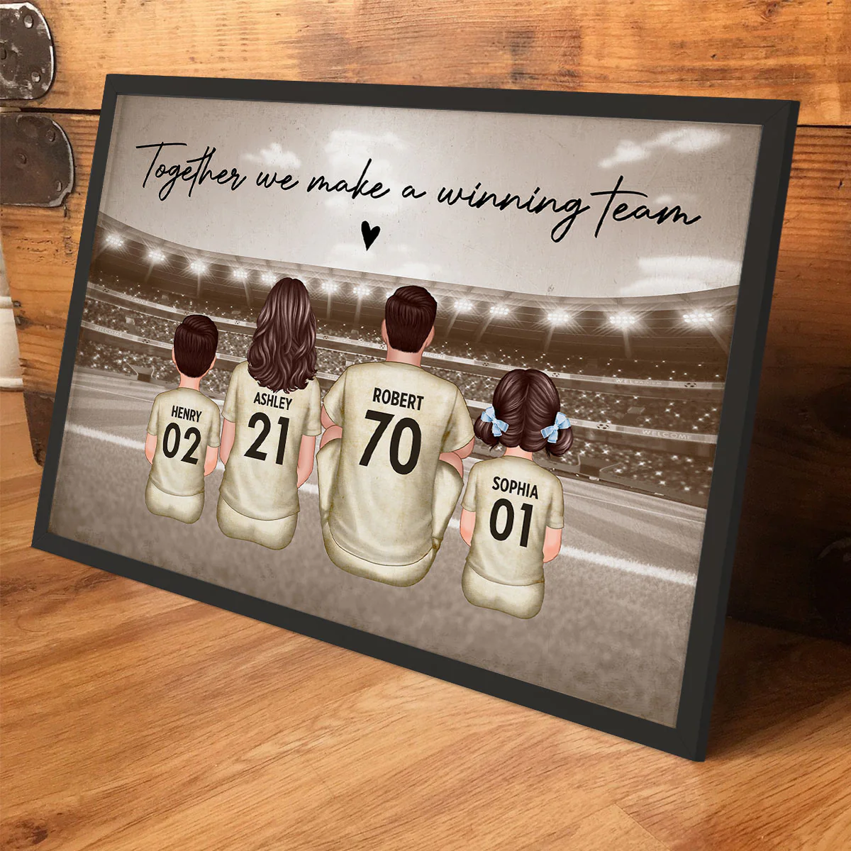 Retro Soccer Family Sitting Personalized Poster Custom Gift for Dad Husband and Home Decor - Image 7