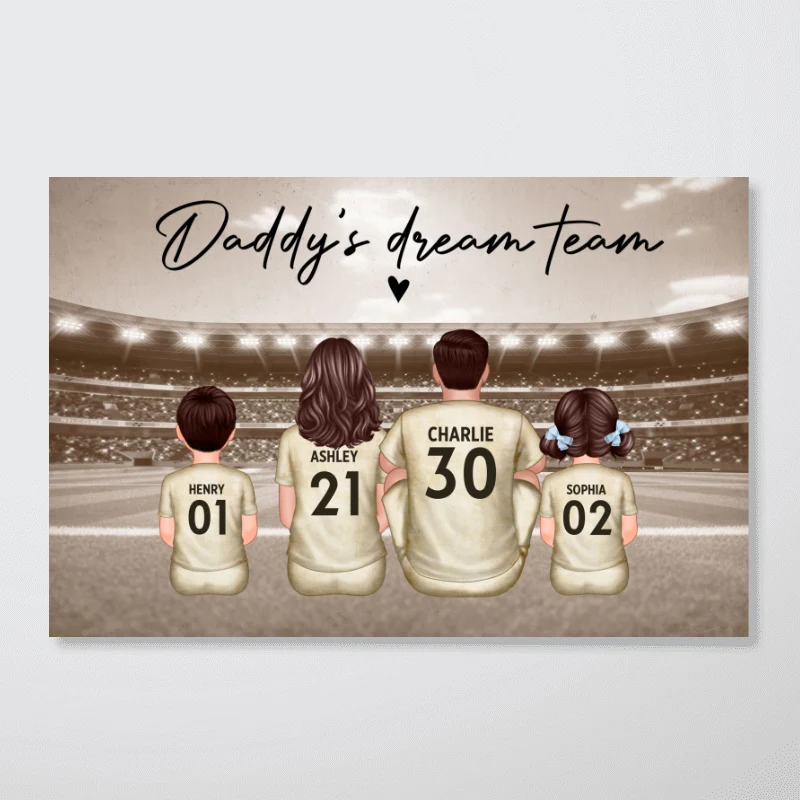 Retro Soccer Family Sitting Personalized Poster, Meaningful Father's Day Gift for Dad, Gift for Husband - Image 10