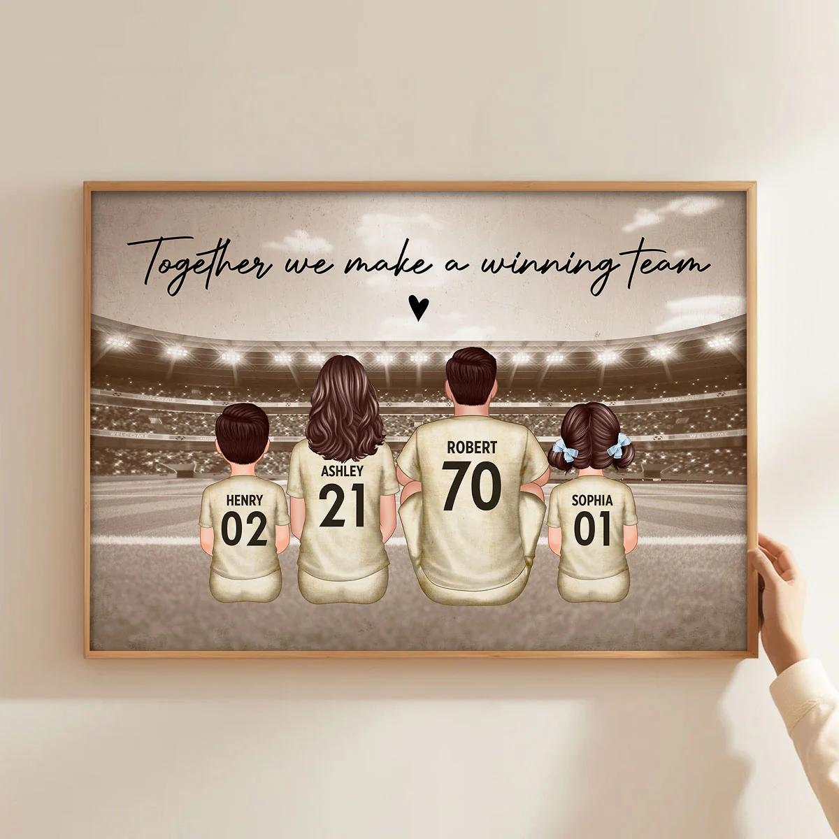Retro Soccer Family Sitting Personalized Poster, Meaningful Father's Day Gift for Dad, Gift for Husband - Image 2