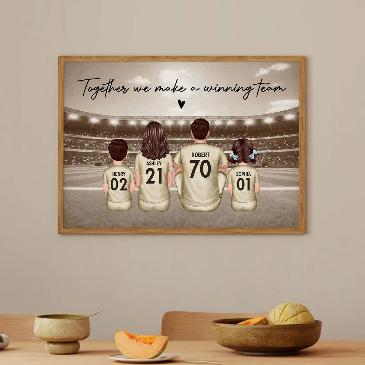 Retro Soccer Family Sitting Personalized Poster, Meaningful Father's Day Gift for Dad, Gift for Husband - Image 3