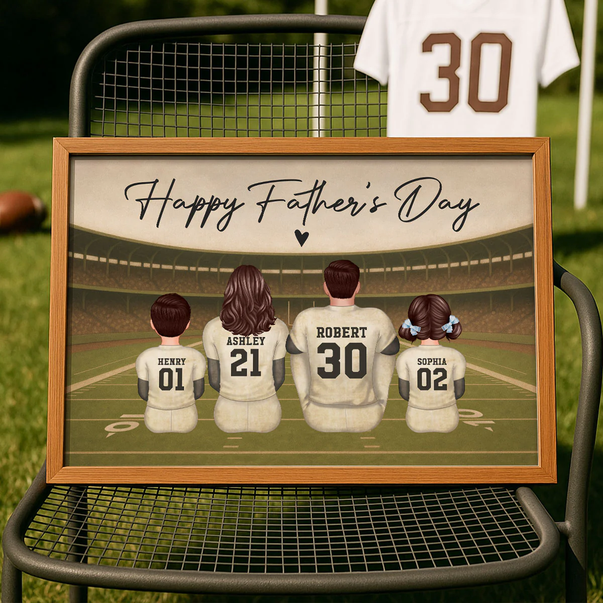 Retro Vintage American Football Daddy's Dream Team Personalized Poster| Unique Father's Day Gift For Dad - Image 2