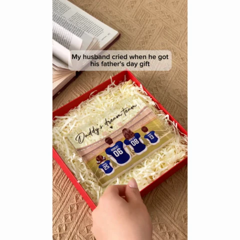 Retro Vintage American Football Daddy's Dream Team Personalized Acrylic Block Plaque| Unique  Gift For Dad, Husband - Image 2