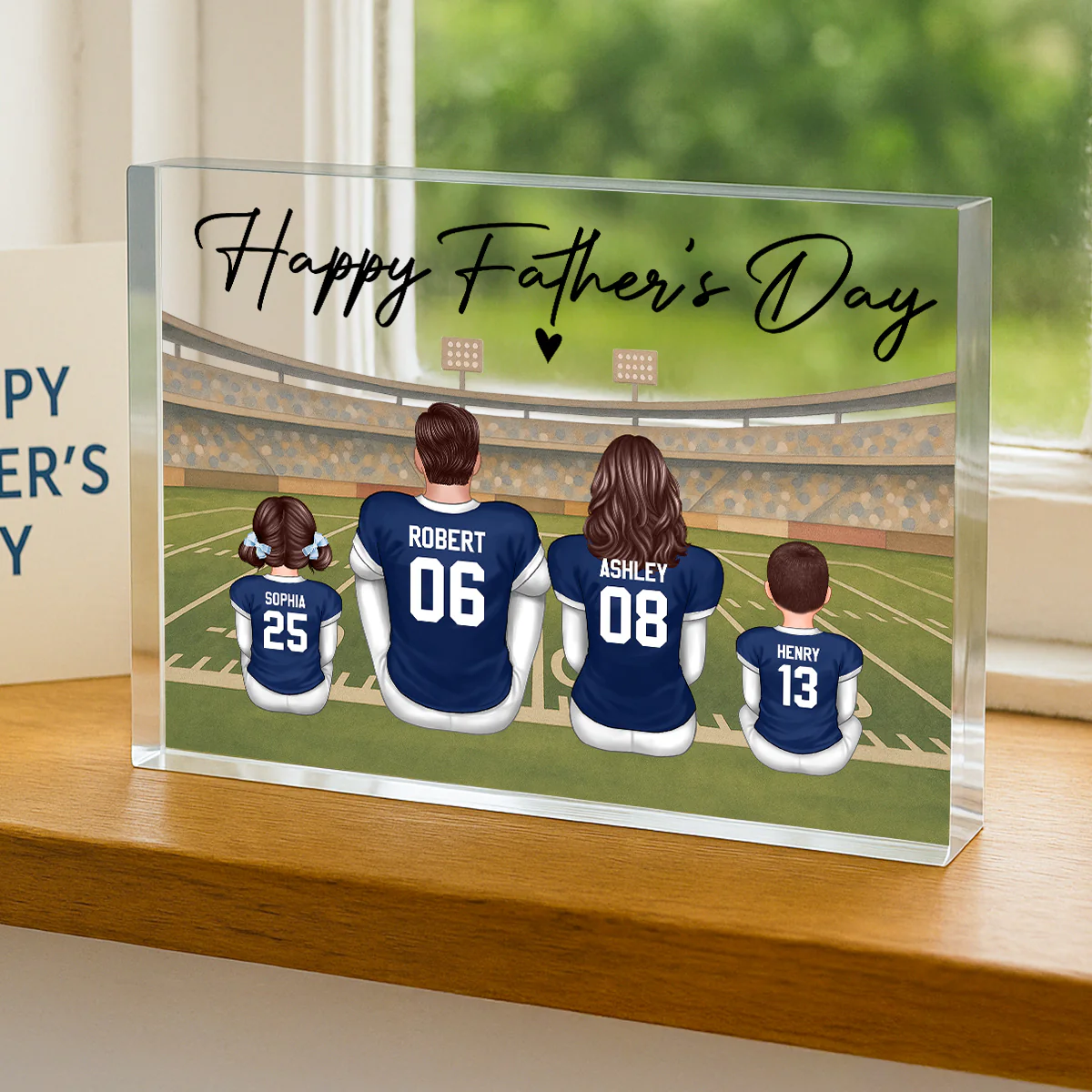 Retro Vintage American Football Daddy's Dream Team Personalized Acrylic Block Plaque| Unique  Gift For Dad, Husband - Image 7