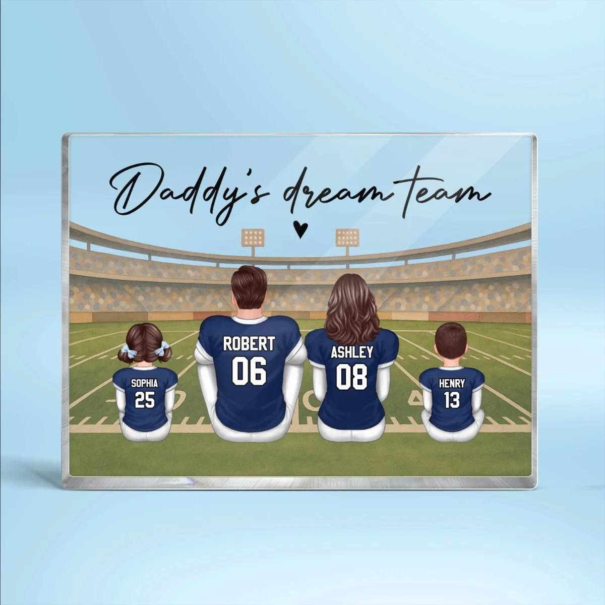Retro Vintage American Football Daddy's Dream Team Personalized Acrylic Block Plaque| Unique  Gift For Dad, Husband - Image 9