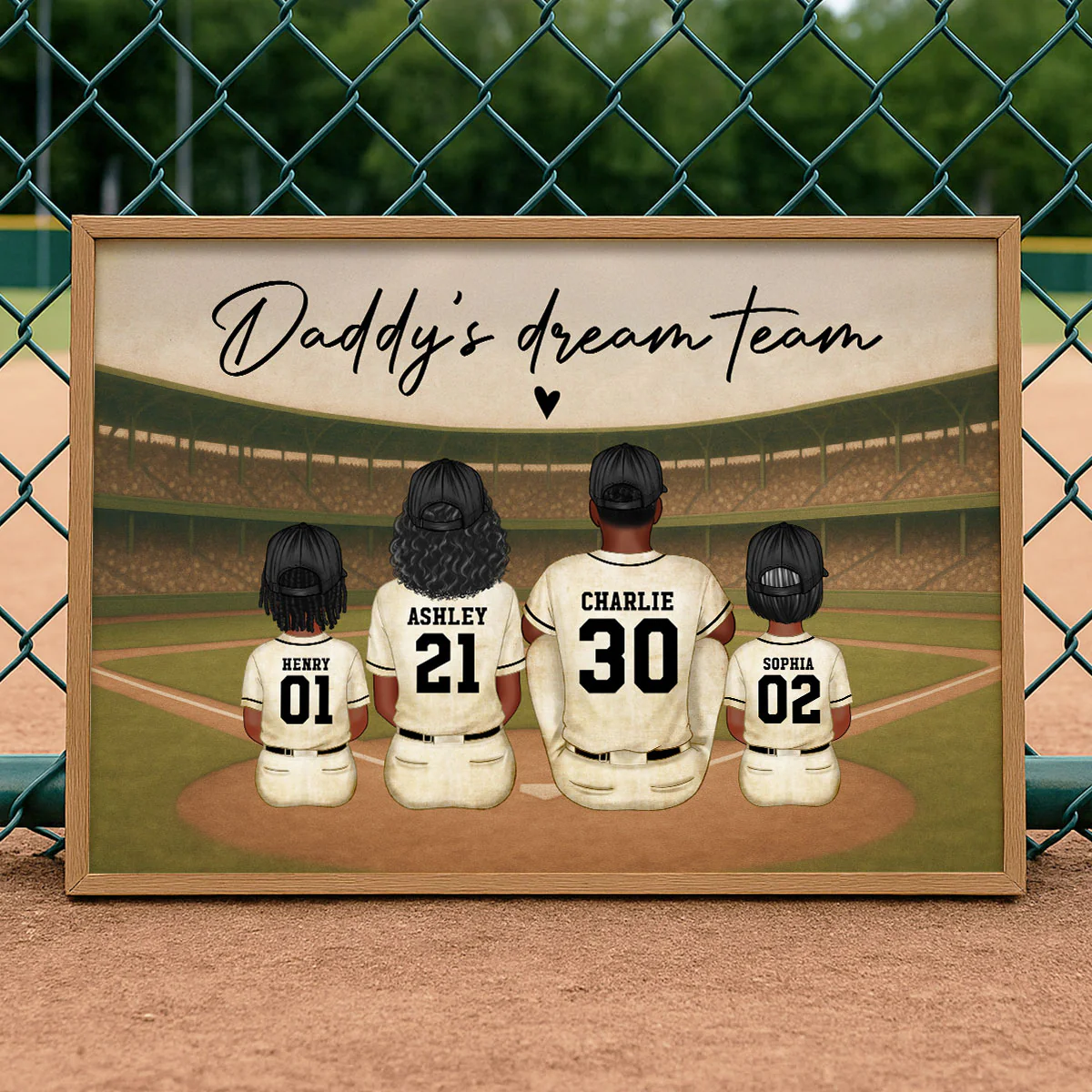 Retro Vintage Style Baseball Daddy's Dream Team Personalized Poster, Heartfelt Father's Day Gift For Dad, Husband - Image 2
