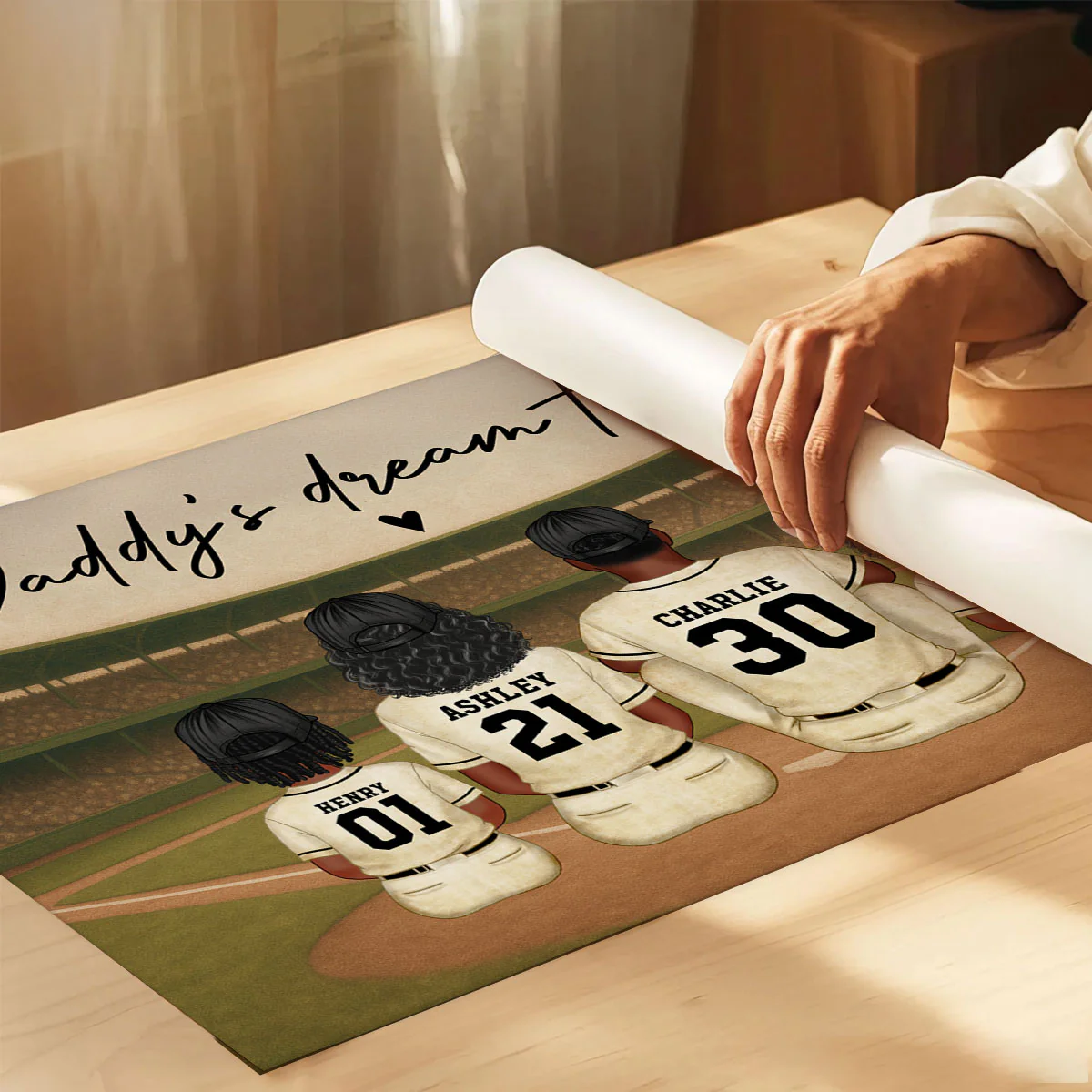 Retro Vintage Style Baseball Daddy's Dream Team Personalized Poster, Heartfelt Father's Day Gift For Dad, Husband - Image 3