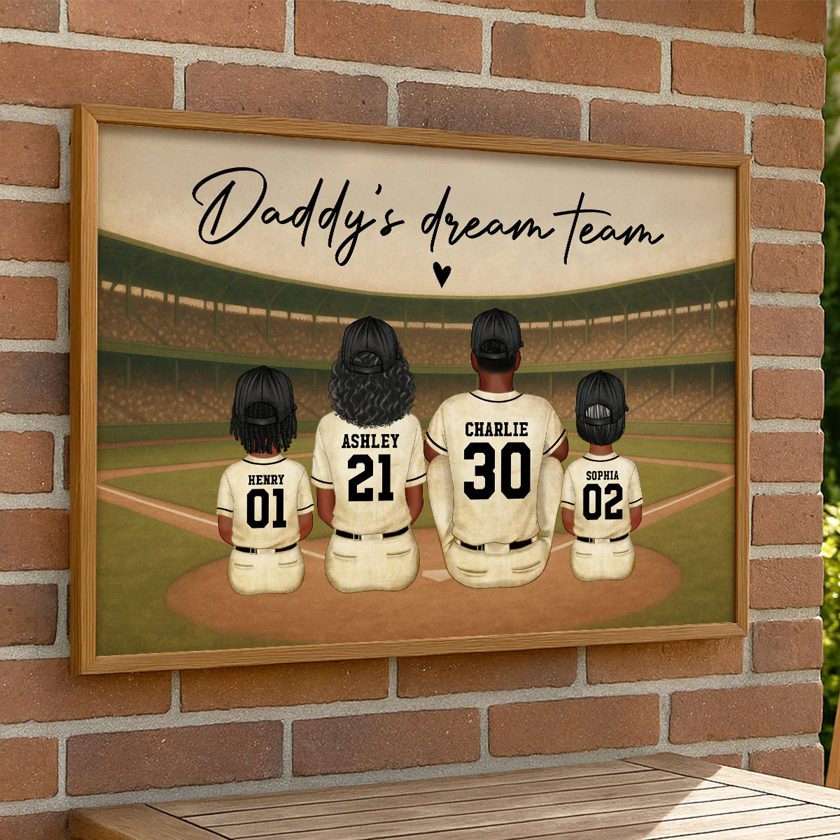 Retro Vintage Style Baseball Daddy's Dream Team Personalized Poster, Heartfelt Father's Day Gift For Dad, Husband - Image 4