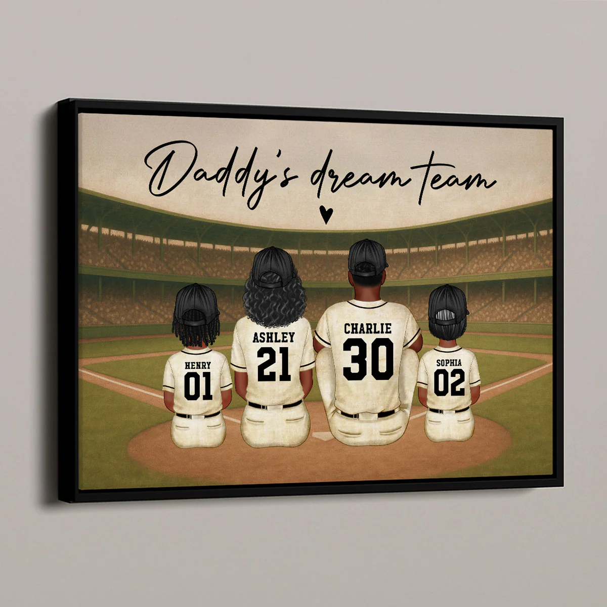 Retro Vintage Style Baseball Daddy's Dream Team Personalized Poster, Heartfelt Father's Day Gift For Dad, Husband - Image 5