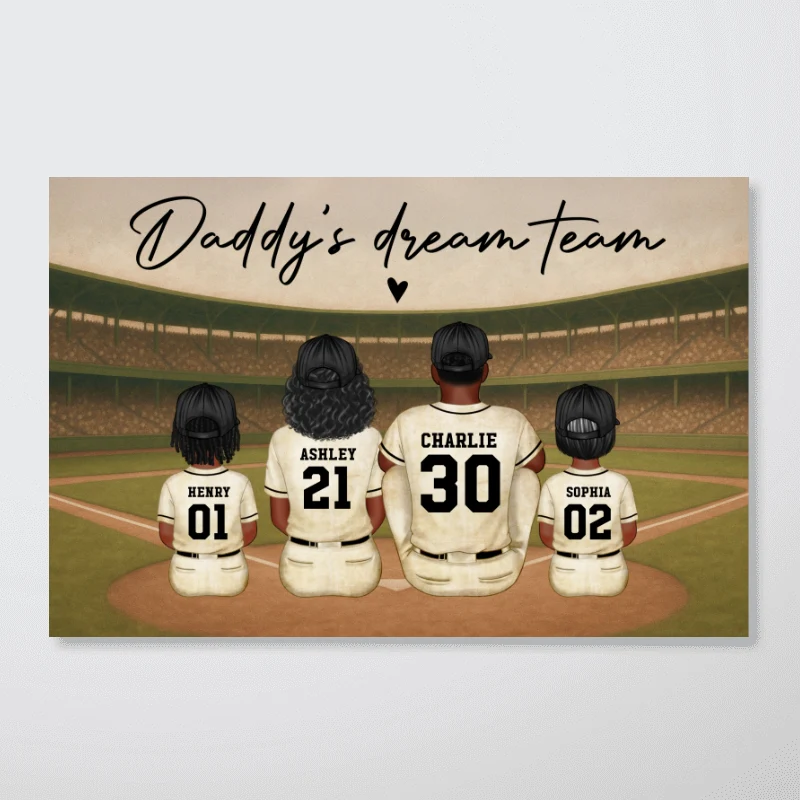 Retro Vintage Style Baseball Daddy's Dream Team Personalized Poster, Heartfelt Father's Day Gift For Dad, Husband - Image 9