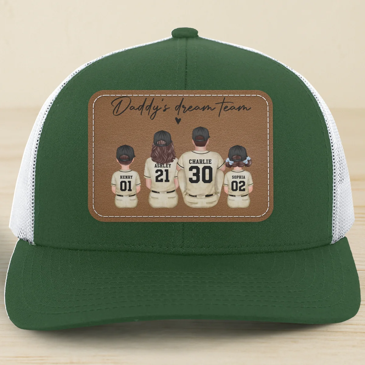 Retro Vintage Baseball Daddy's Dream Team Personalized Leather Patch Hat| Coolest Father's Day Gift For Dad, Husband - Image 22
