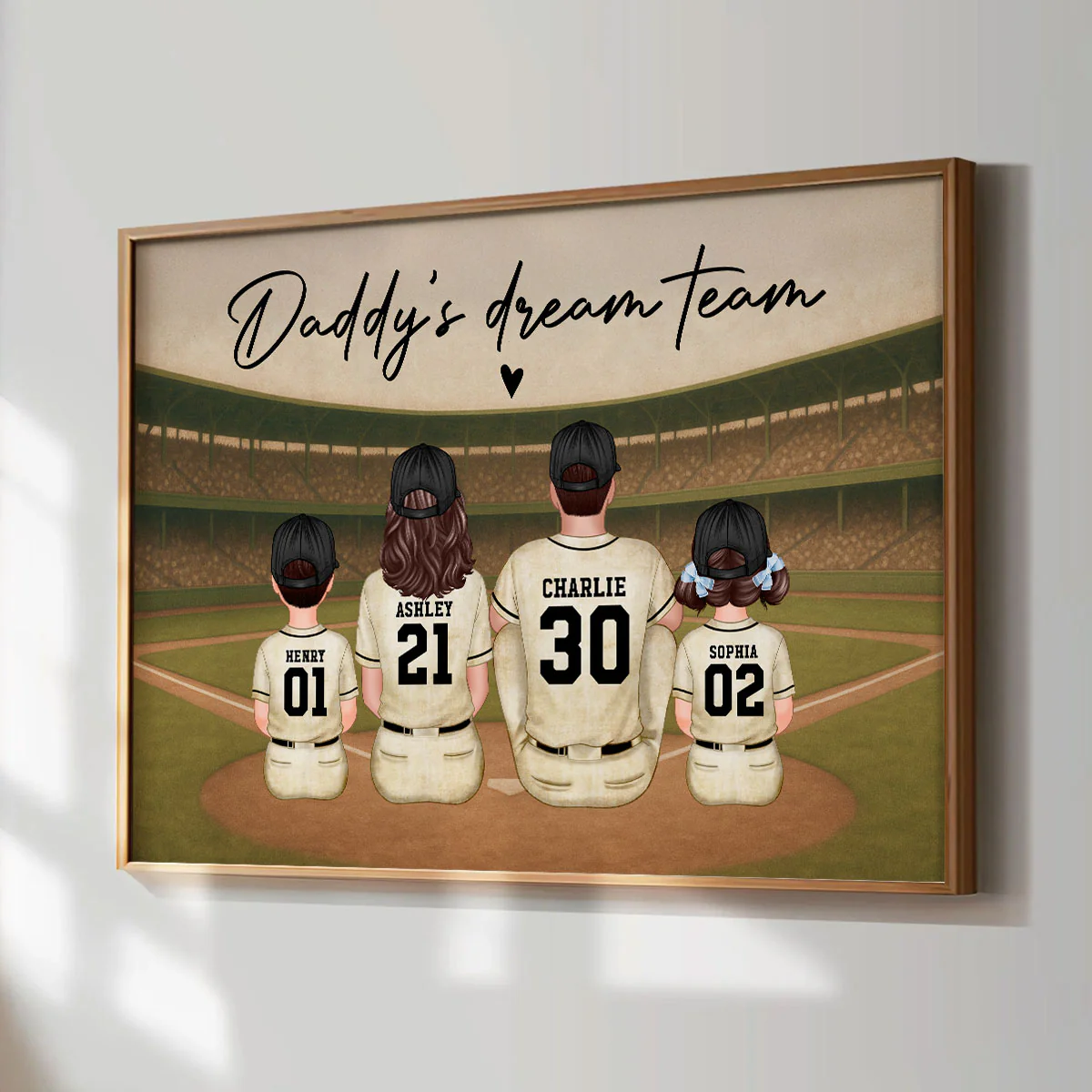 Retro Vintage Baseball Family Dream Team Home Decoration - Personalized Poster - Father's Day Gift For Dad, Gift For Husband, Gift For Grandpa - Image 11