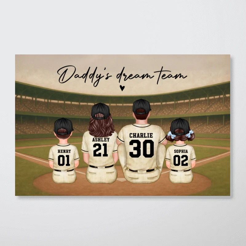 Retro Vintage Baseball Family Dream Team Home Decoration - Personalized Poster - Father's Day Gift For Dad, Gift For Husband, Gift For Grandpa - Image 13