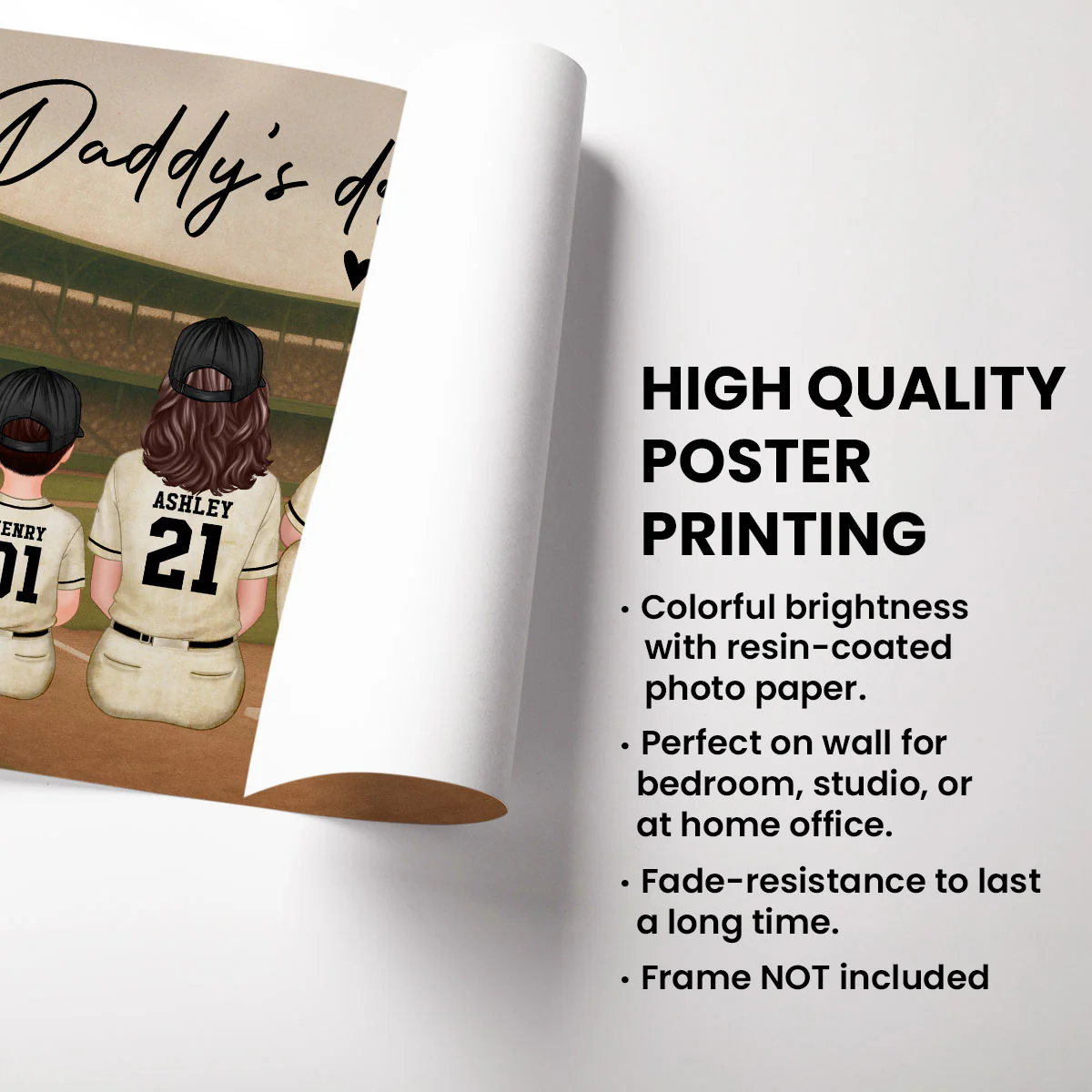 Retro Vintage Baseball Family Dream Team Home Decoration - Personalized Poster - Father's Day Gift For Dad, Gift For Husband, Gift For Grandpa - Image 2
