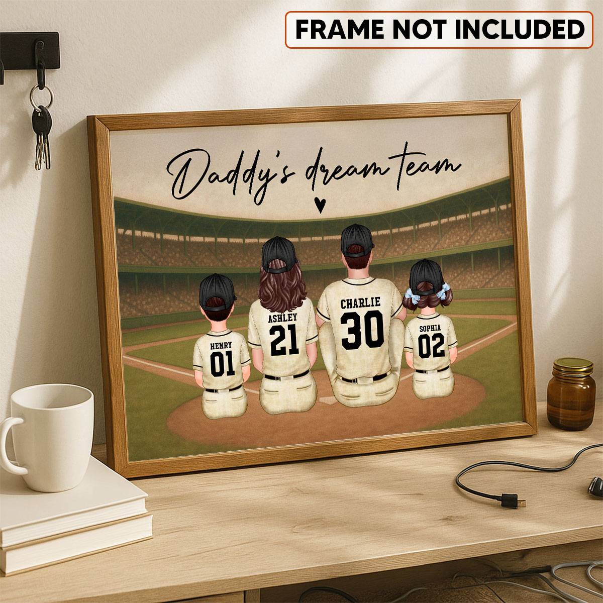 Retro Vintage Baseball Family Dream Team Home Decoration - Personalized Poster - Father's Day Gift For Dad, Gift For Husband, Gift For Grandpa - Image 3