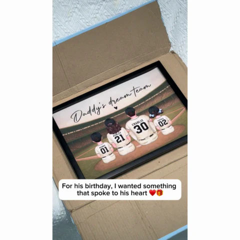 Retro Vintage Baseball Family Dream Team Home Decoration - Personalized Poster - Father's Day Gift For Dad, Gift For Husband, Gift For Grandpa - Image 4