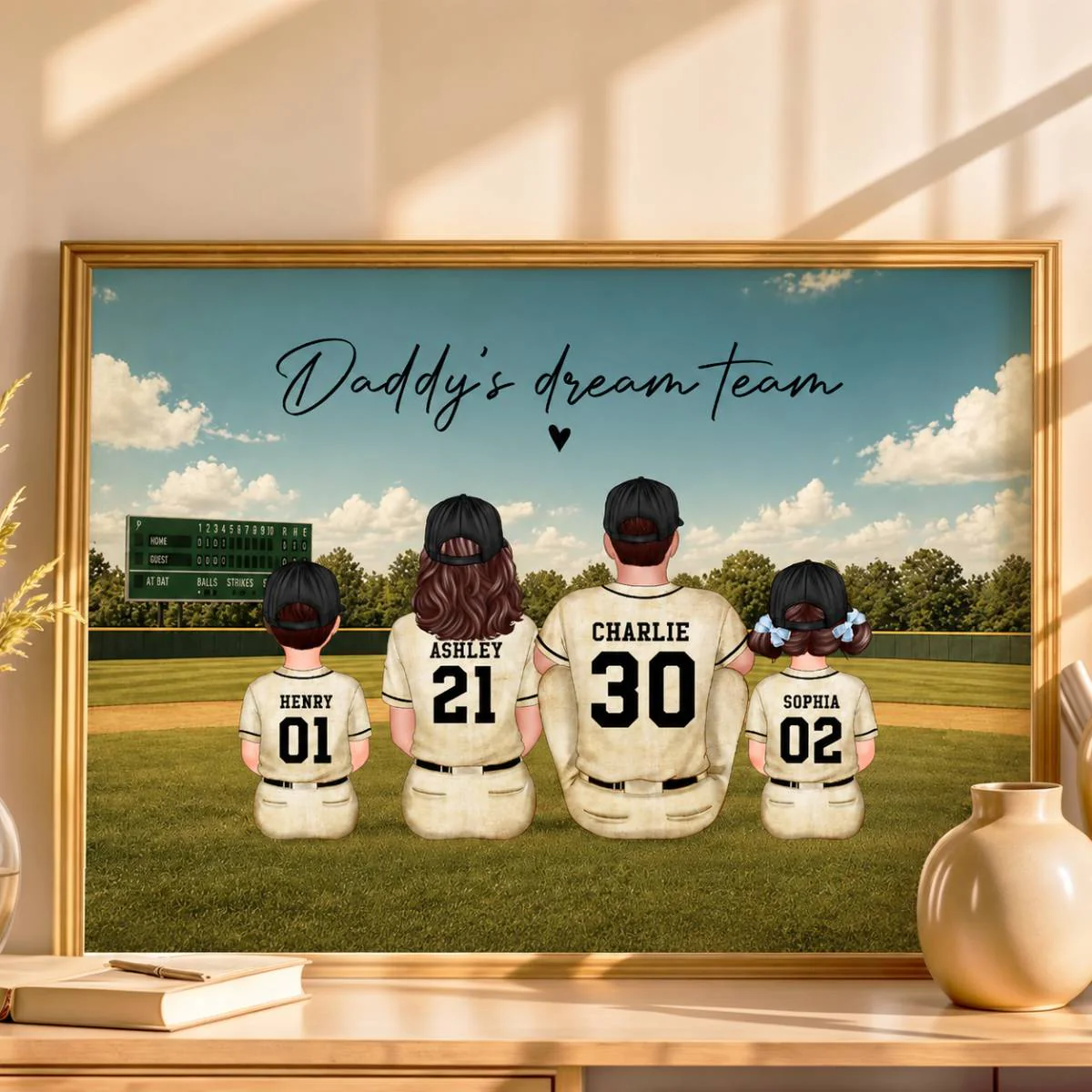 Retro Vintage Baseball Family Dream Team Home Decoration - Personalized Poster - Father's Day Gift For Dad, Gift For Husband, Gift For Grandpa - Image 5