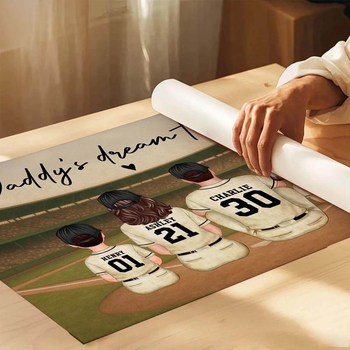 Retro Vintage Baseball Family Dream Team Home Decoration - Personalized Poster - Father's Day Gift For Dad, Gift For Husband, Gift For Grandpa - Image 6