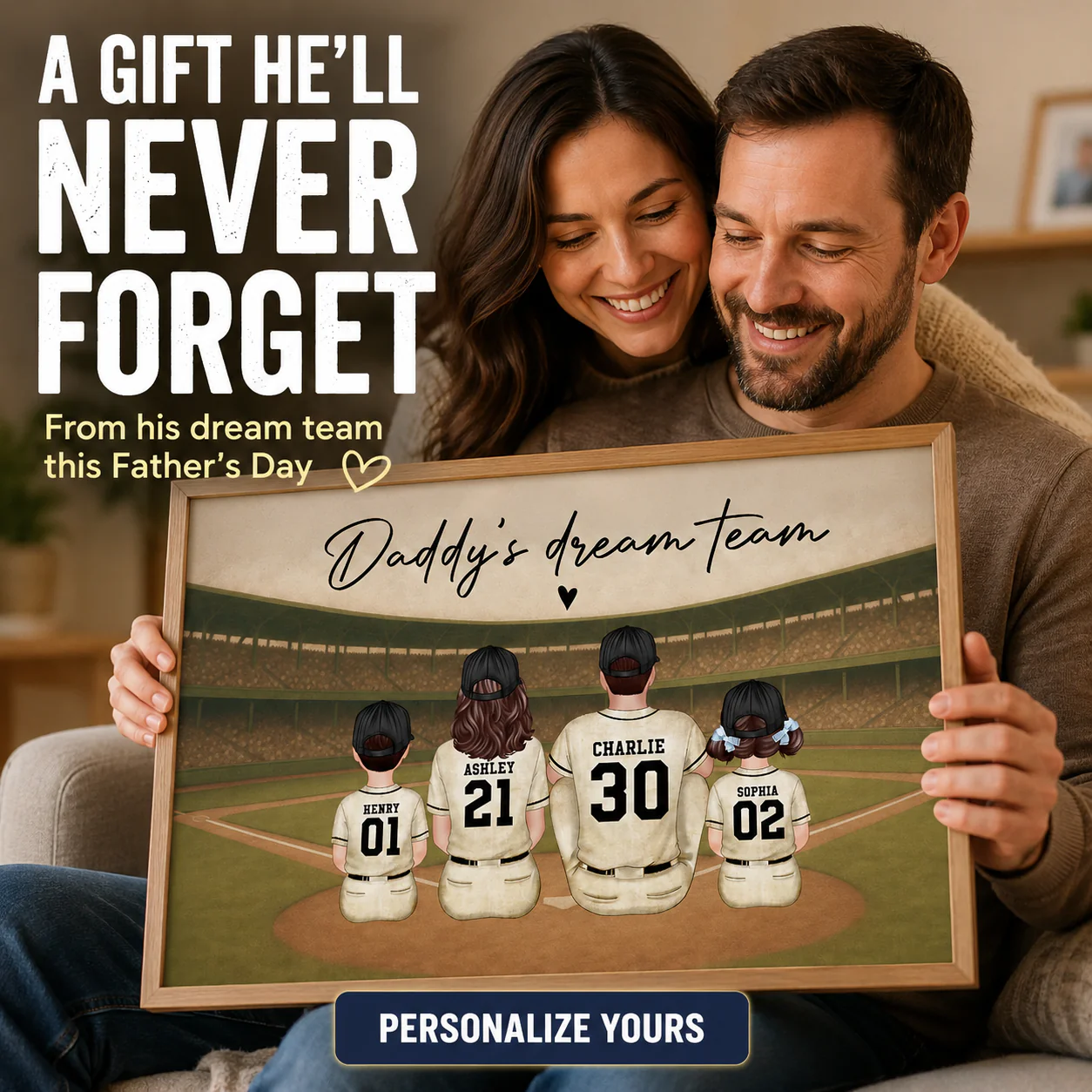Retro Vintage Baseball Family Dream Team Home Decoration - Personalized Poster - Father's Day Gift For Dad, Gift For Husband, Gift For Grandpa - Image 7