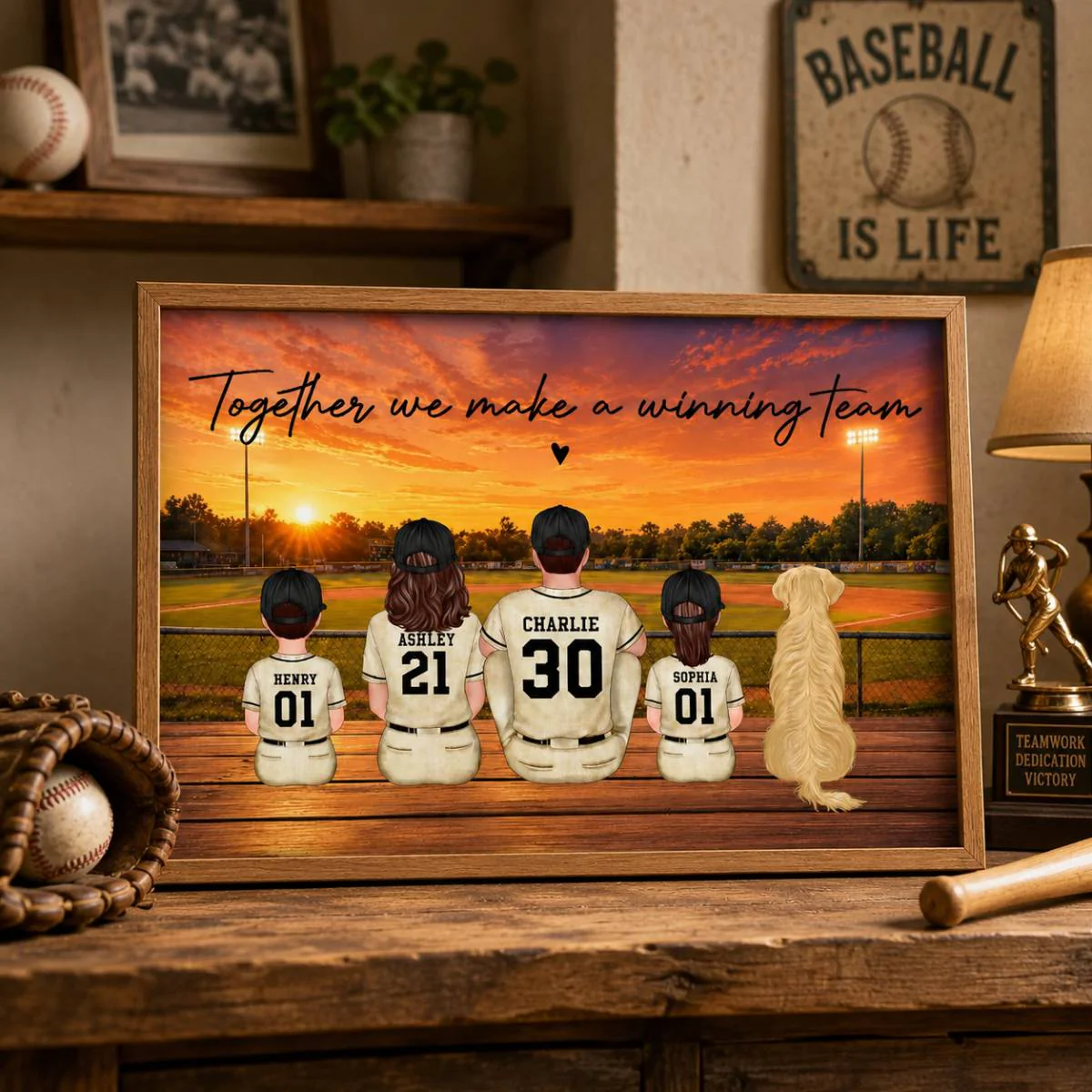 Retro Vintage Baseball Family Dream Team Home Decoration - Personalized Poster - Father's Day Gift For Dad, Gift For Husband, Gift For Grandpa - Image 8