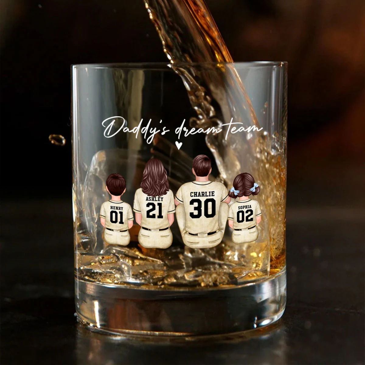 Retro Vintage Baseball Daddy's Dream Team Personalized Wine Glass, Father's Day Gift for Dad - Image 10