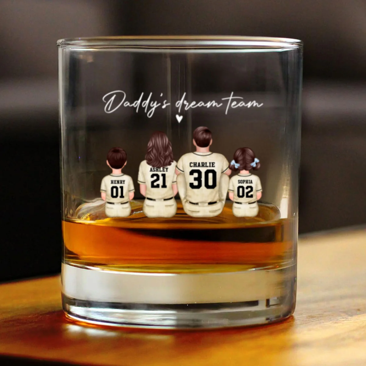 Retro Vintage Baseball Daddy's Dream Team Personalized Wine Glass, Father's Day Gift for Dad - Image 12