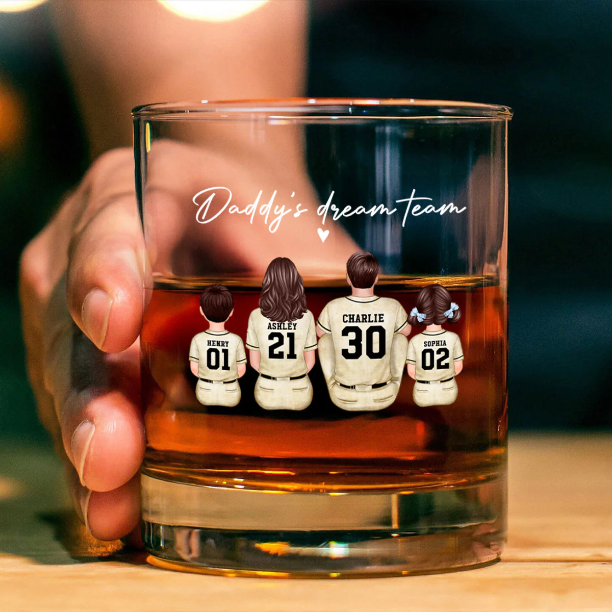 Retro Vintage Baseball Daddy's Dream Team Personalized Wine Glass, Father's Day Gift for Dad - Image 6