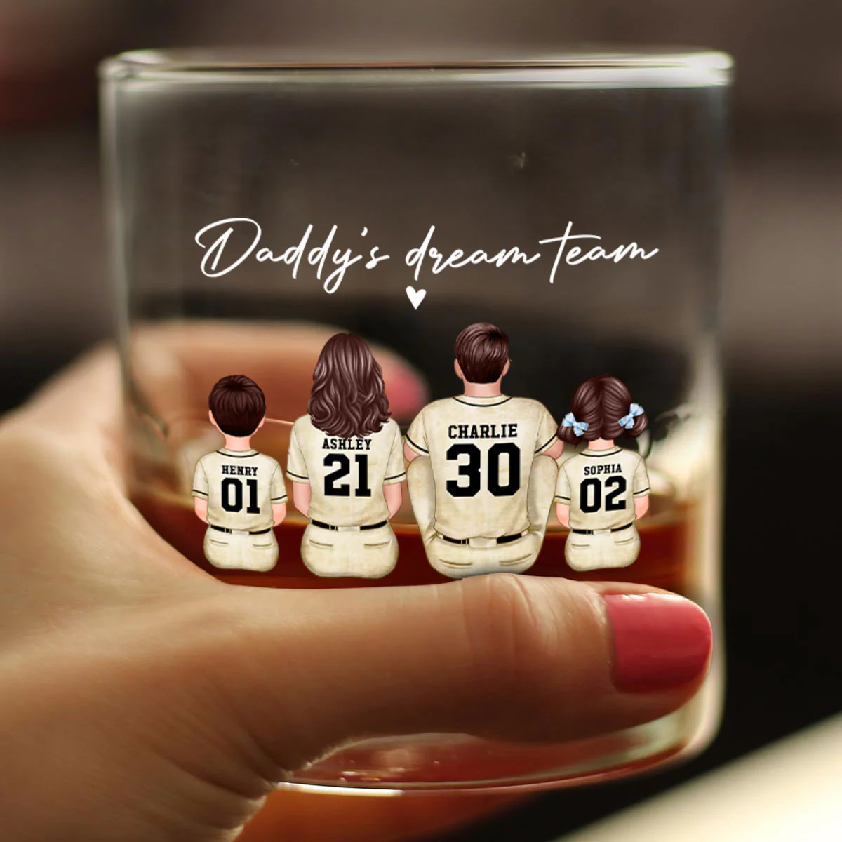 Retro Vintage Baseball Daddy's Dream Team Personalized Wine Glass, Father's Day Gift for Dad - Image 8