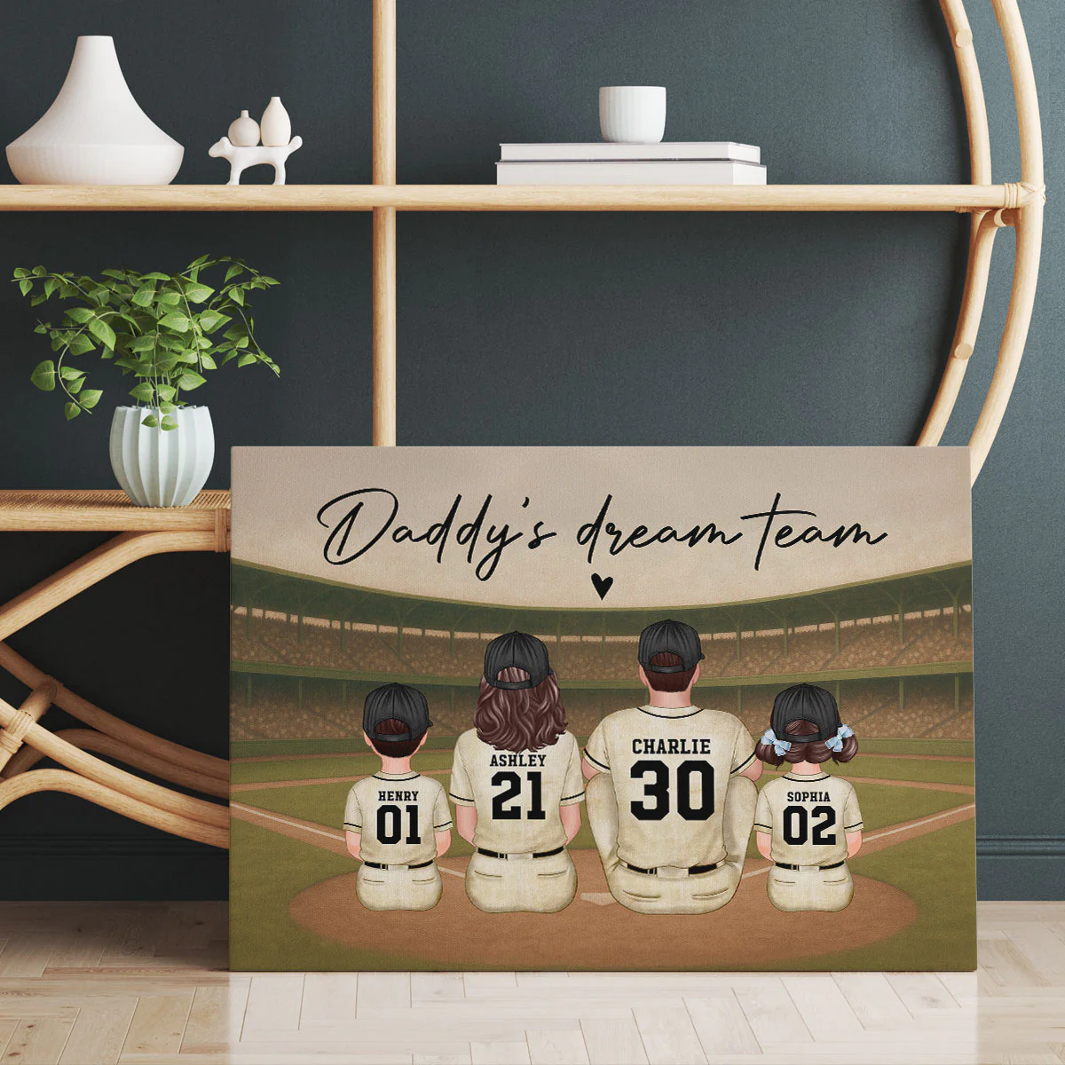 Retro Vintage Baseball Daddy's Dream Team Personalized Wrapped Canvas| Heartfelt Father's Day Gift For Dad, Husband - Image 5