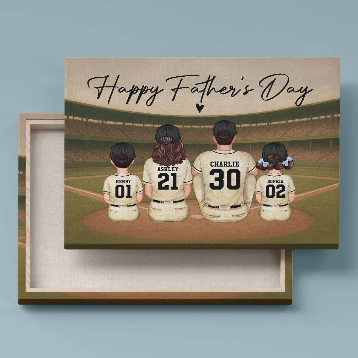 Retro Vintage Baseball Daddy's Dream Team Personalized Wrapped Canvas| Heartfelt Father's Day Gift For Dad, Husband - Image 8