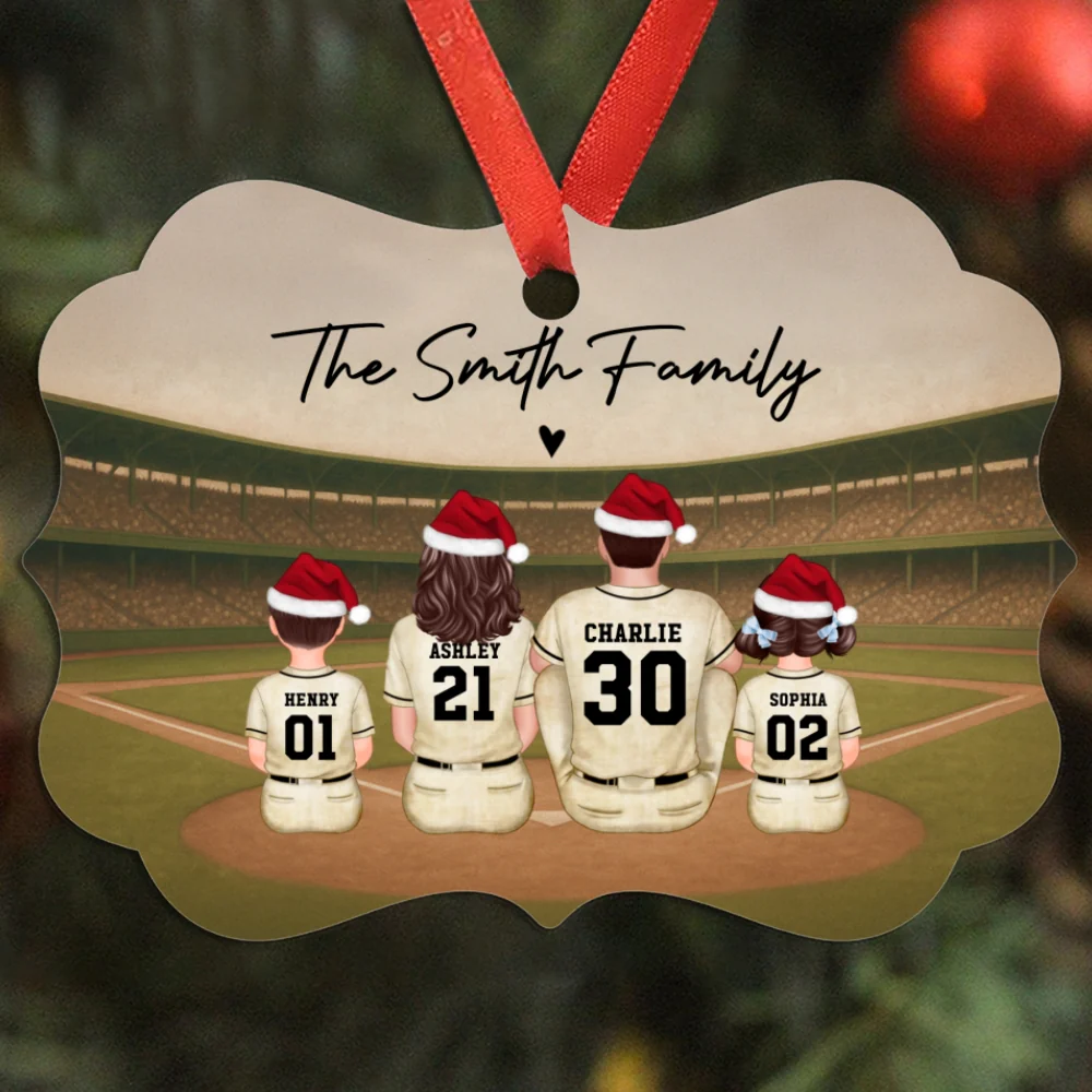Retro Vintage Baseball Family Christmas Personalized Aluminum Ornament, Christmas in July - Image 9