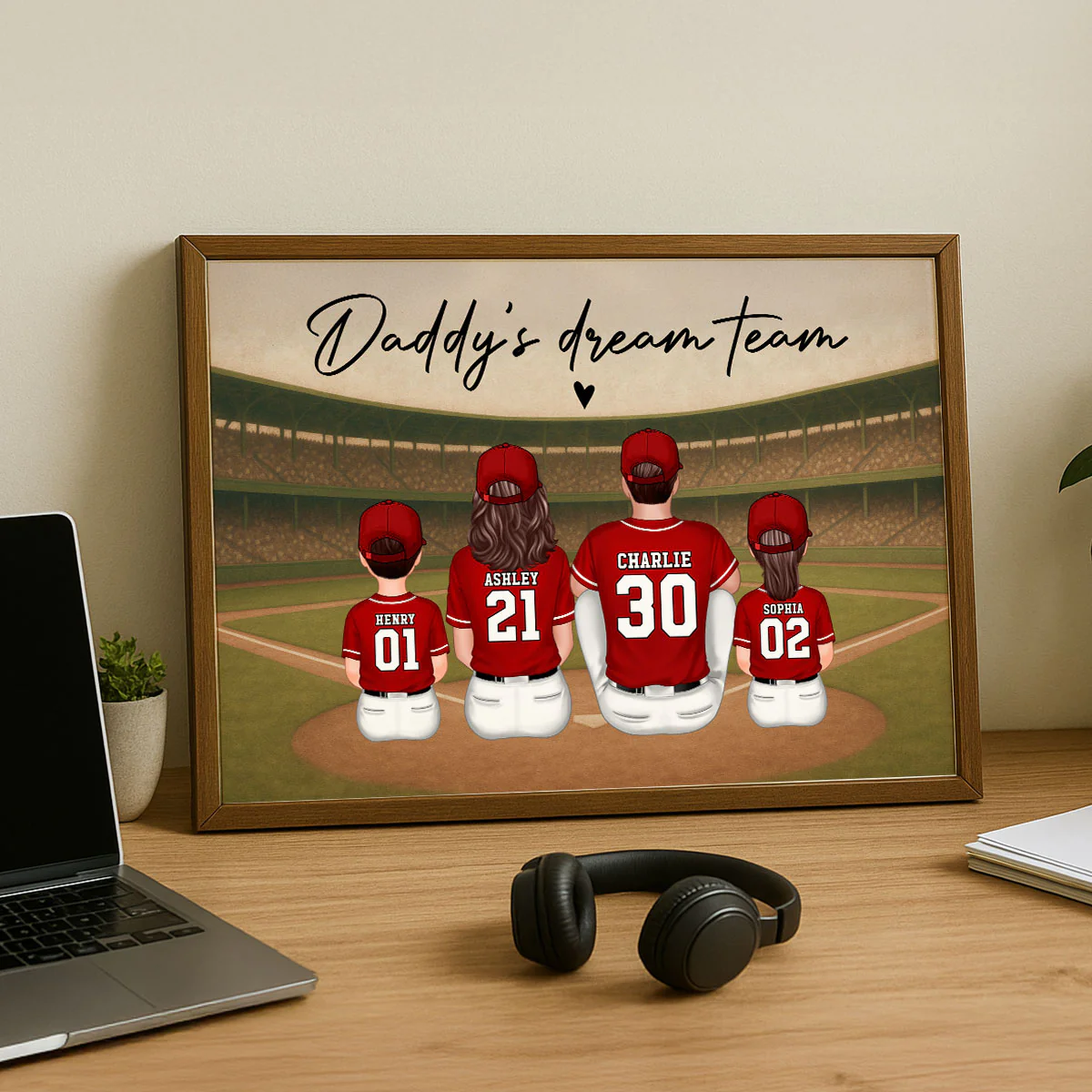 Retro Vintage Baseball Family Daddy's Dream Team Personalized Poster| Heartfelt Father's Day Gift For Dad, Husband - Image 10