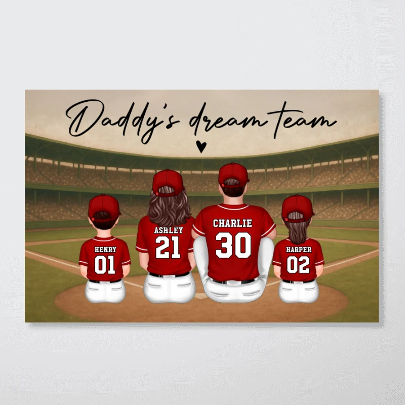 Retro Vintage Baseball Family Daddy's Dream Team Personalized Poster| Heartfelt Father's Day Gift For Dad, Husband - Image 12