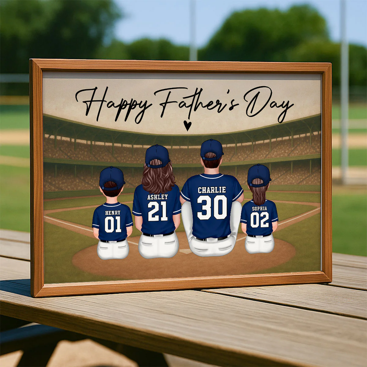 Retro Vintage Baseball Family Daddy's Dream Team Personalized Poster| Heartfelt Father's Day Gift For Dad, Husband - Image 2