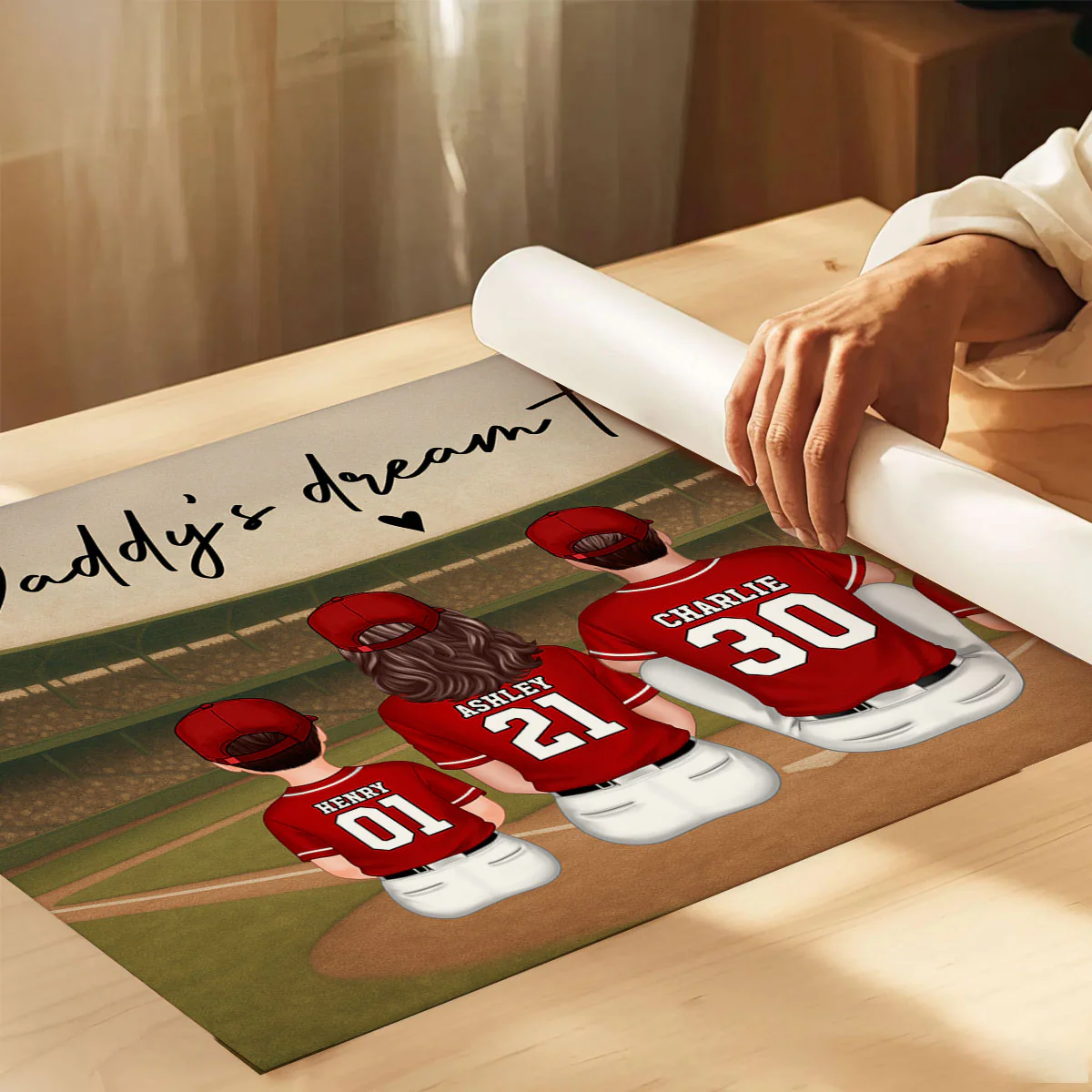 Retro Vintage Baseball Family Daddy's Dream Team Personalized Poster| Heartfelt Father's Day Gift For Dad, Husband - Image 3