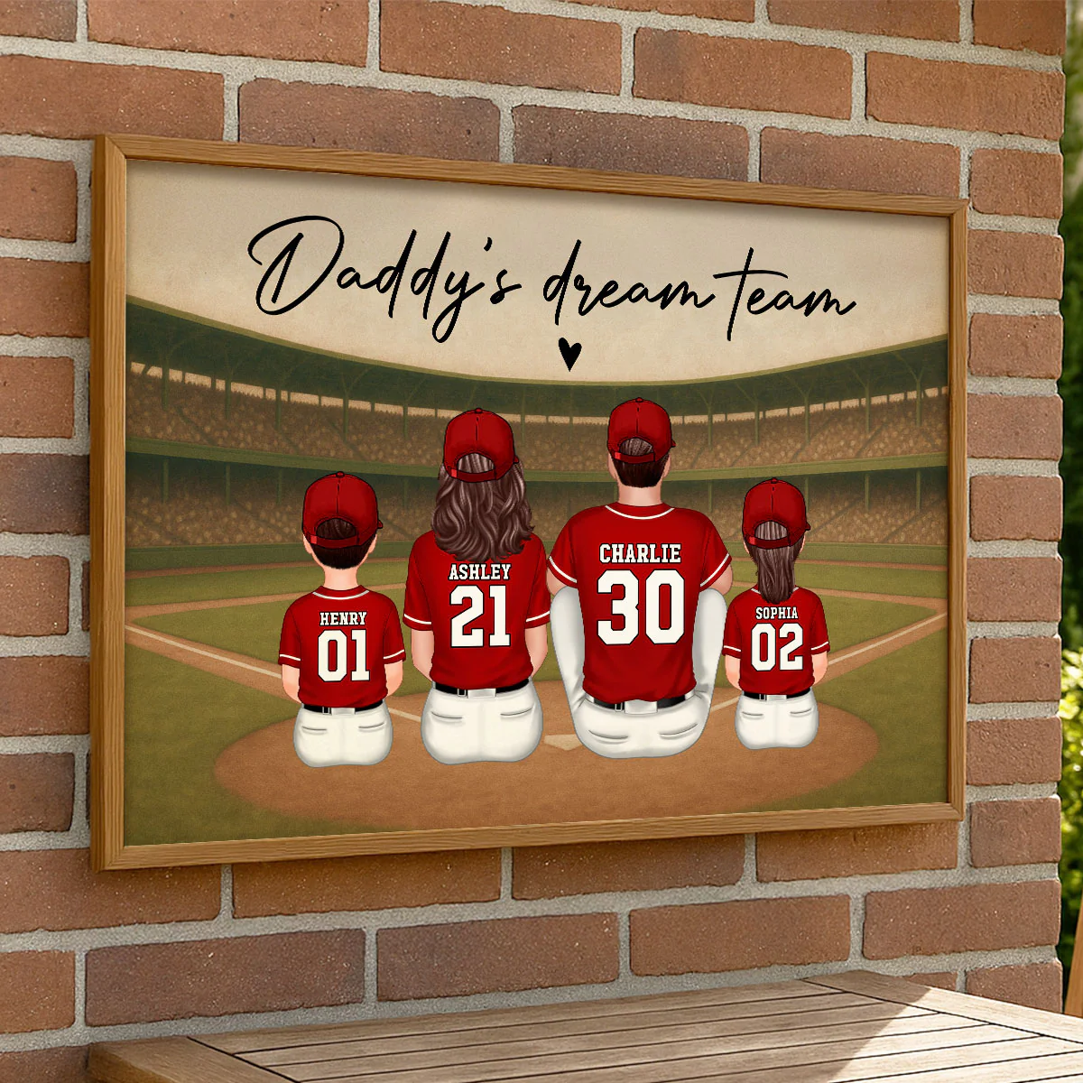 Retro Vintage Baseball Family Daddy's Dream Team Personalized Poster| Heartfelt Father's Day Gift For Dad, Husband - Image 4