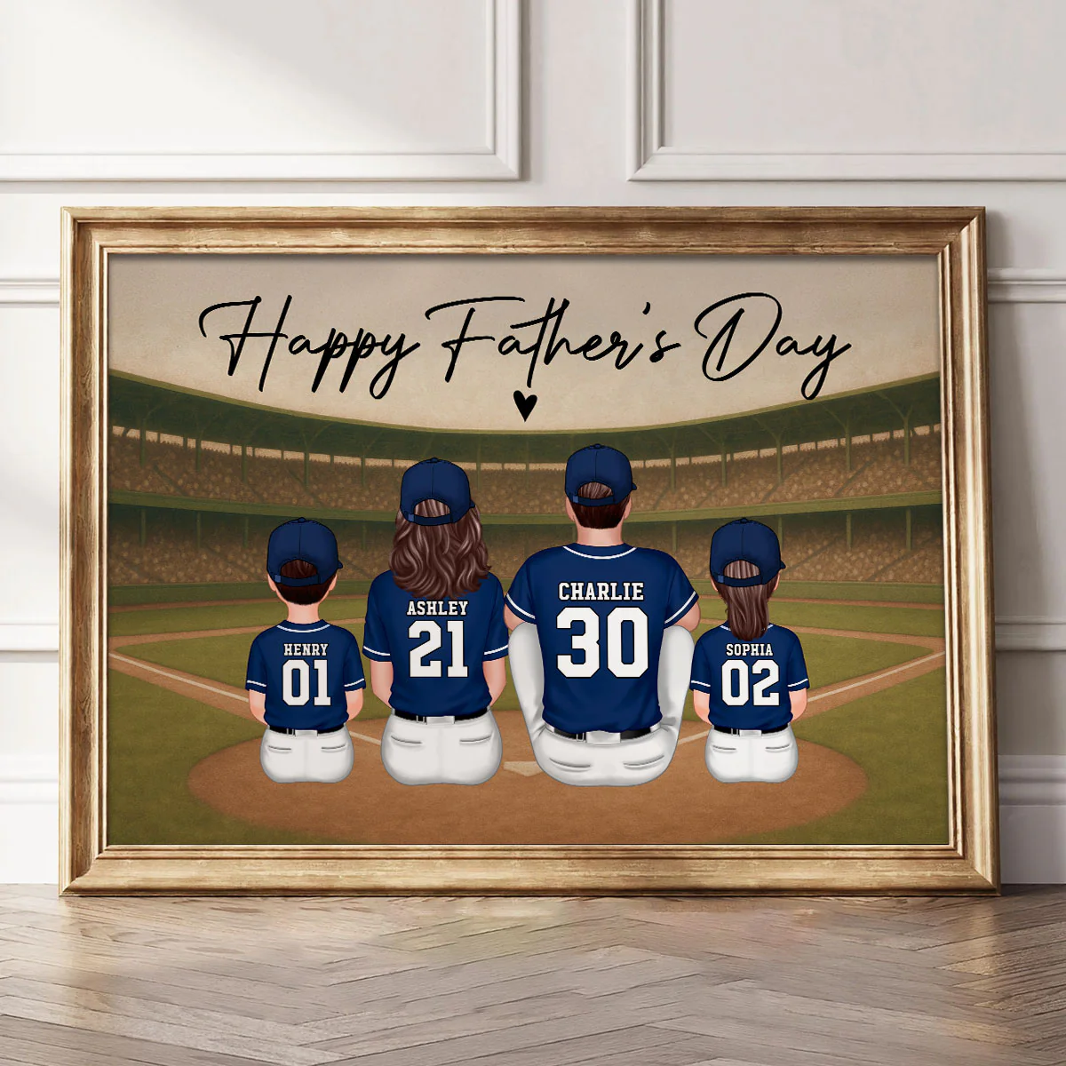 Retro Vintage Baseball Family Daddy's Dream Team Personalized Poster| Heartfelt Father's Day Gift For Dad, Husband - Image 5