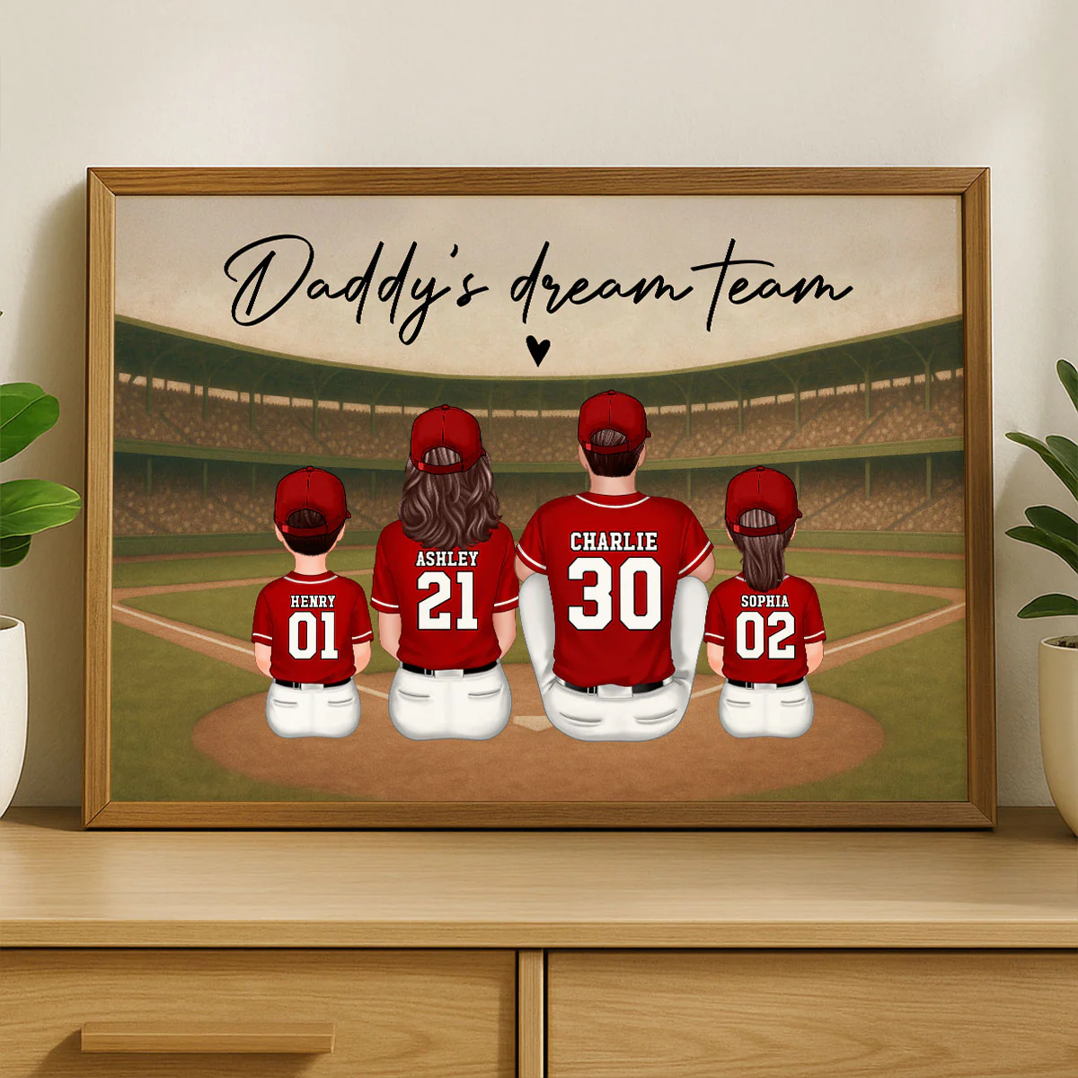 Retro Vintage Baseball Family Daddy's Dream Team Personalized Poster| Heartfelt Father's Day Gift For Dad, Husband - Image 8