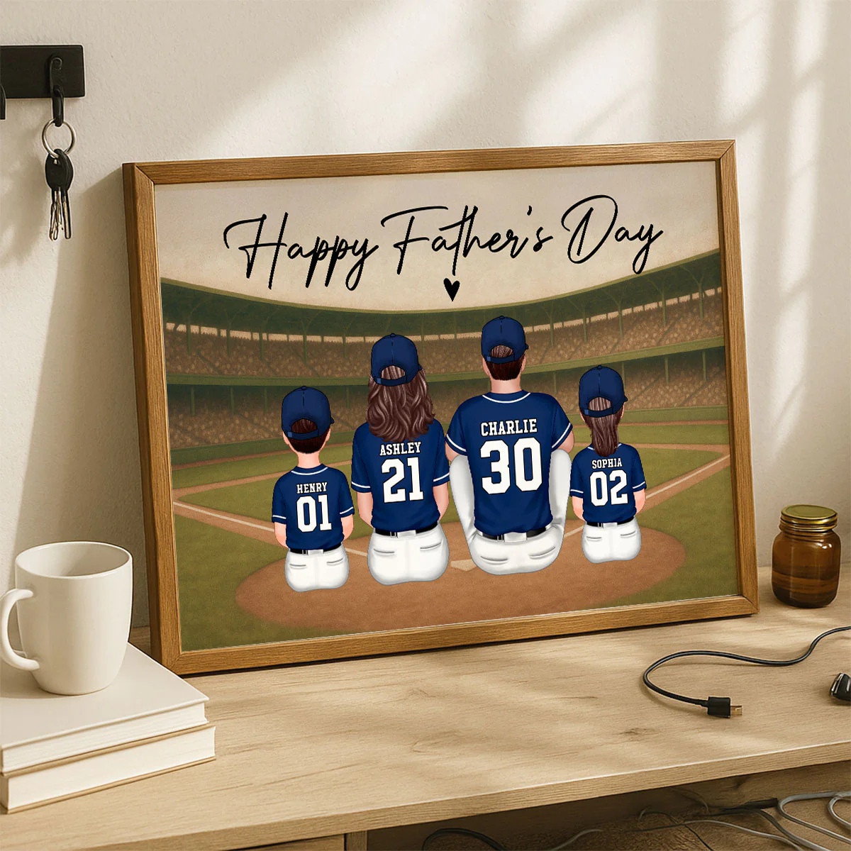 Retro Vintage Baseball Family Daddy's Dream Team Personalized Poster| Heartfelt Father's Day Gift For Dad, Husband - Image 9
