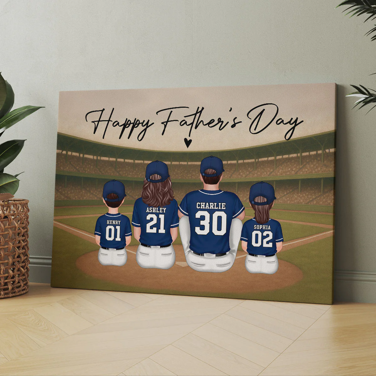 Retro Vintage Baseball Family Daddy's Dream Team Personalized Wrapped Canvas| Unique Father's Day Gift For Dad - Image 3